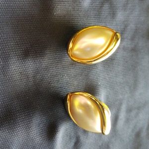Napier Goldtone Faux Pearl Studded Earrings